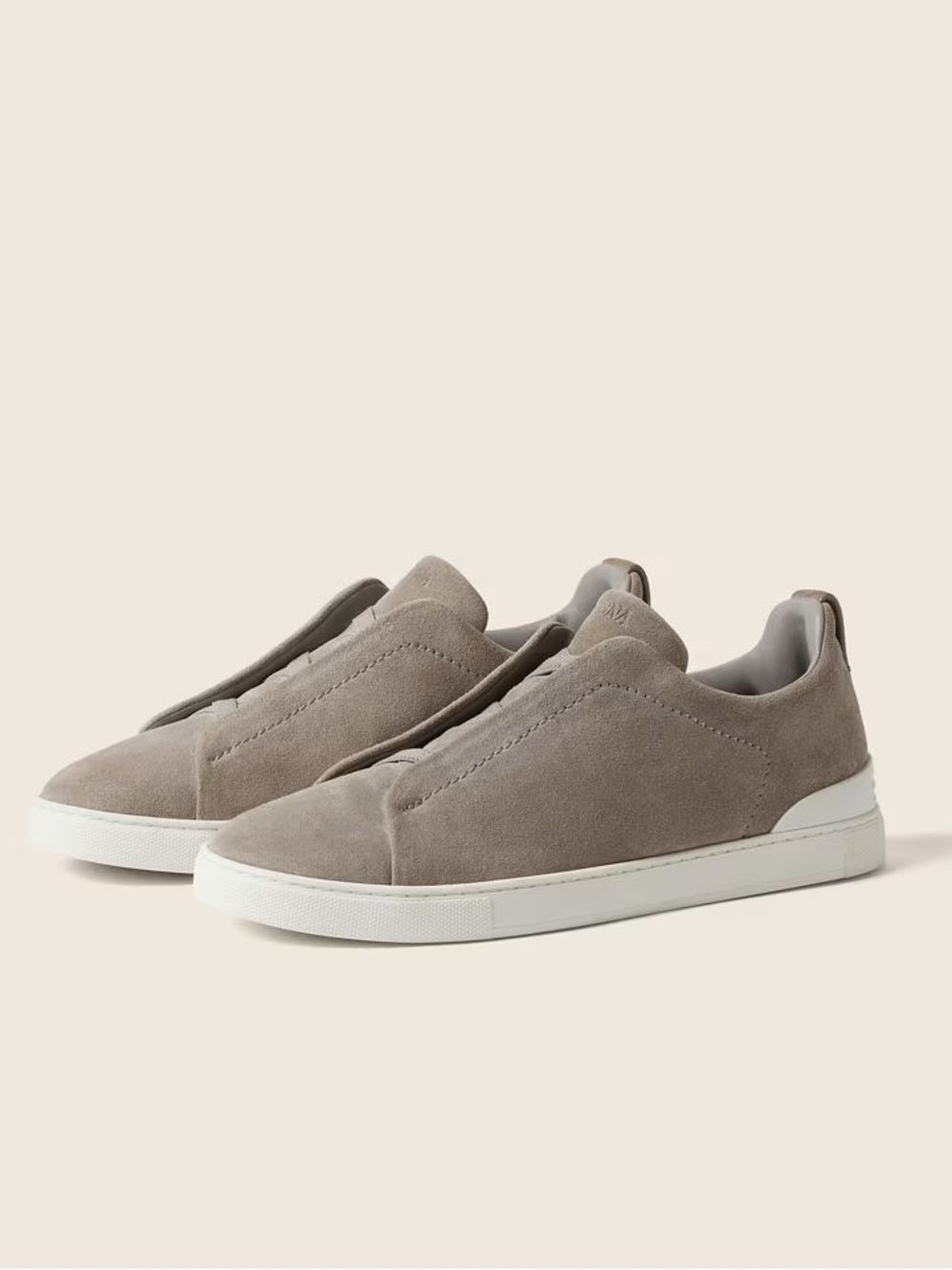 Men’s Zegna Grey Mélange Suede Triple Stitch Sneakers Size 10